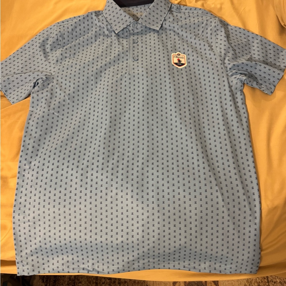 Barstool Sports Men's Light Blue Patterned Polo Shirt